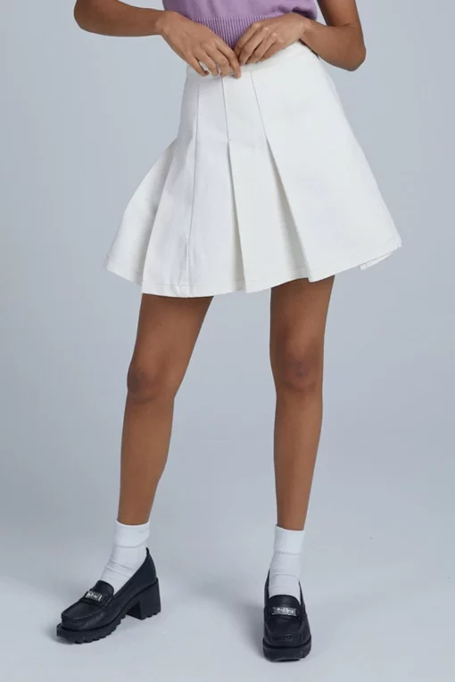 The Ragged Priest Kickers Classics Beige Denim Tennis Skirt