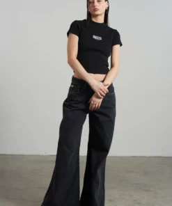 The Ragged Priest Ragged Black Ribbed Short Sleeve Tee