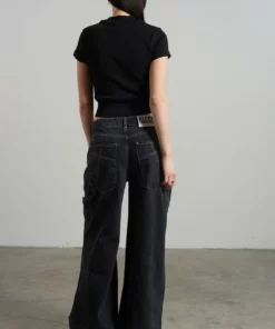 The Ragged Priest Ragged Black Ribbed Short Sleeve Tee