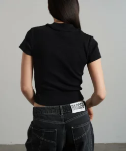 The Ragged Priest Ragged Black Ribbed Short Sleeve Tee