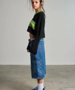 The Ragged Priest WOMEN'S Ragged Green Stripe Cropped Knit