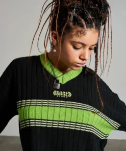 The Ragged Priest WOMEN'S Ragged Green Stripe Cropped Knit