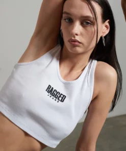 The Ragged Priest Ragged White Ribbed Vest WOMEN'S