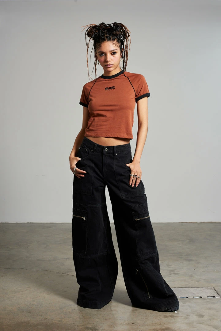 The Ragged Priest Zip Sweeper Jean - Charcoal 1 The Ragged Priest Zip Sweeper Jean - Charcoal