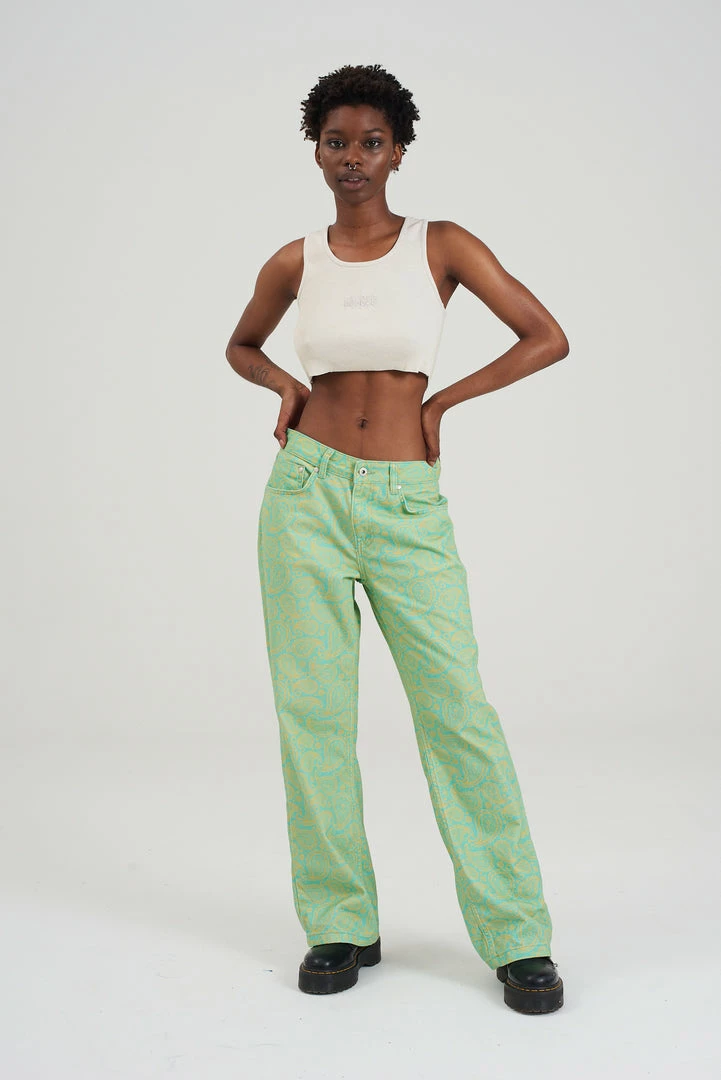 The Ragged Priest Green & Yellow Paisley Jean WOMEN'S 2 The Ragged Priest Green & Yellow Paisley Jean WOMEN'S