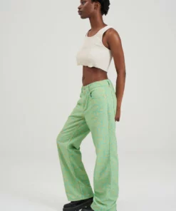 The Ragged Priest Green & Yellow Paisley Jean WOMEN'S 7 The Ragged Priest Green & Yellow Paisley Jean WOMEN'S