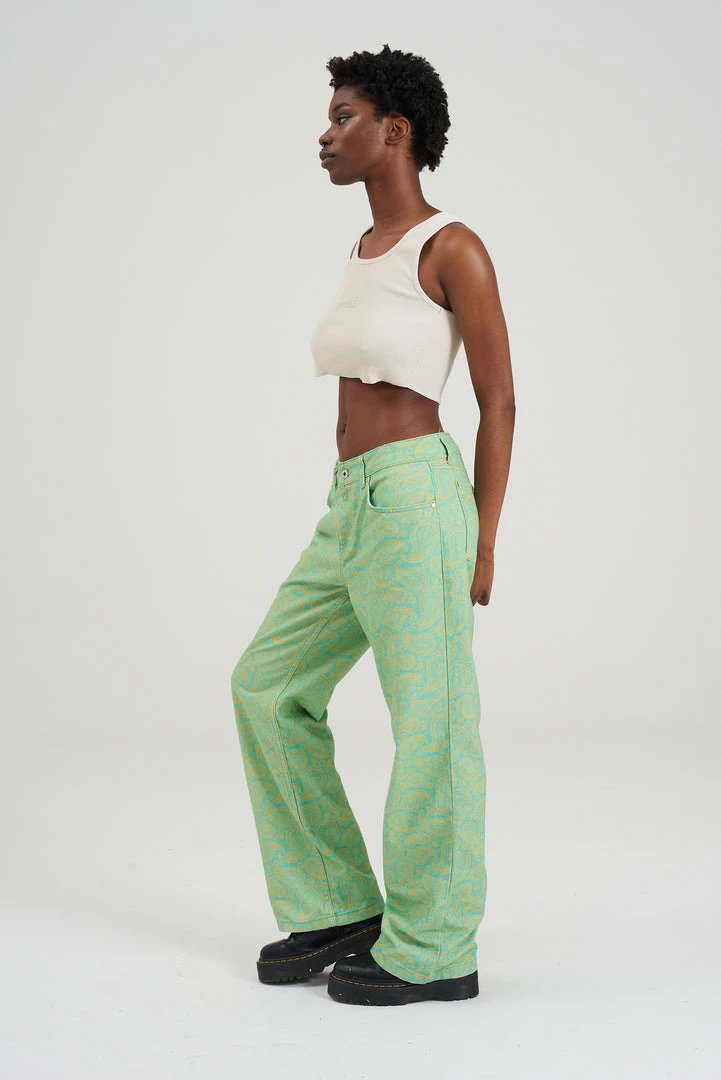 The Ragged Priest Green & Yellow Paisley Jean WOMEN'S 3 The Ragged Priest Green & Yellow Paisley Jean WOMEN'S