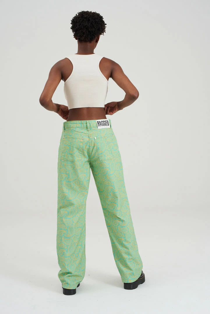 The Ragged Priest Green & Yellow Paisley Jean WOMEN'S 5 The Ragged Priest Green & Yellow Paisley Jean WOMEN'S