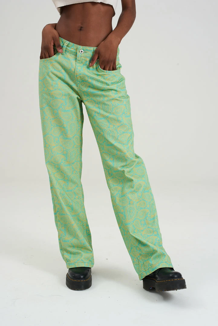 The Ragged Priest Green & Yellow Paisley Jean WOMEN'S 1 The Ragged Priest Green & Yellow Paisley Jean WOMEN'S