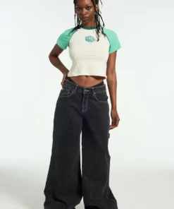 The Ragged Priest Ragged Green & White Raglan Tee