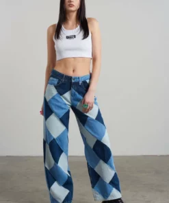 The Ragged Priest Patchwork Low Rise Baggy Jean