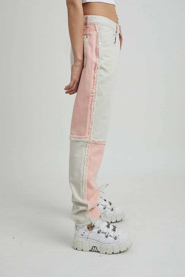 The Ragged Priest Equilibrium Jean - Pink & Beige WOMEN'S 4 The Ragged Priest Equilibrium Jean - Pink & Beige WOMEN'S