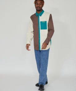 The Ragged Priest Kickers Classics Brown & Green Twill Shirt MEN'S