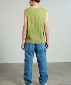 The Ragged Priest Kickers Classics Green Cable Knit Vest
