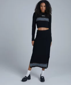 The Ragged Priest SHORTS & SKIRTS Kickers Classics Black Knit Midi Skirt