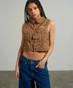 The Ragged Priest NEW ARRIVALS Kickers Classics Check Sleeveless Denim Jacket