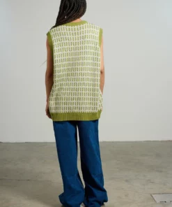 The Ragged Priest Kickers Classics Green Print Knit Vest