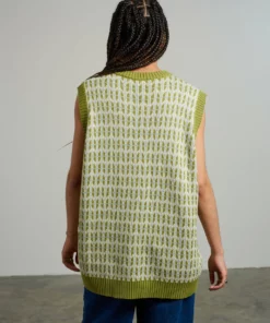 The Ragged Priest Kickers Classics Green Print Knit Vest