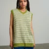 The Ragged Priest Kickers Classics Green Print Knit Vest