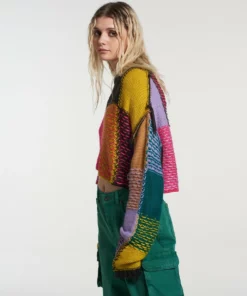 The Ragged Priest NEW ARRIVALS Mirage Patchwork Cropped Jumper 11 The Ragged Priest NEW ARRIVALS Mirage Patchwork Cropped Jumper