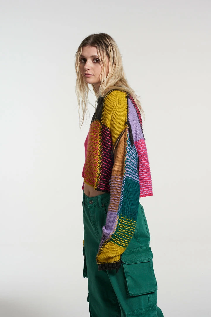 The Ragged Priest NEW ARRIVALS Mirage Patchwork Cropped Jumper 5 The Ragged Priest NEW ARRIVALS Mirage Patchwork Cropped Jumper