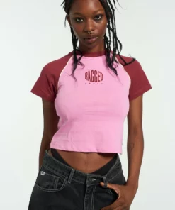 The Ragged Priest Ragged Pink Raglan Tee