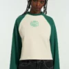 The Ragged Priest Ragged Green & White Raglan Sweater