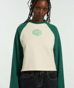 The Ragged Priest Ragged Green & White Raglan Sweater