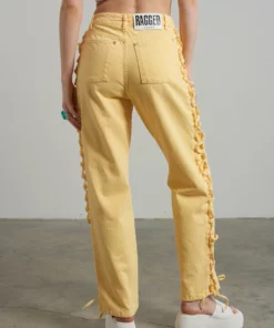The Ragged Priest Mellow Lace Up Dad Jean Yellow WOMEN'S