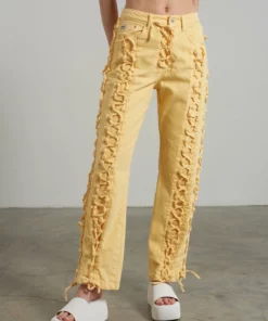 The Ragged Priest Mellow Lace Up Dad Jean Yellow WOMEN'S