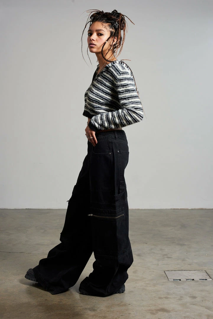 The Ragged Priest Zip Sweeper Jean - Charcoal 4 The Ragged Priest Zip Sweeper Jean - Charcoal