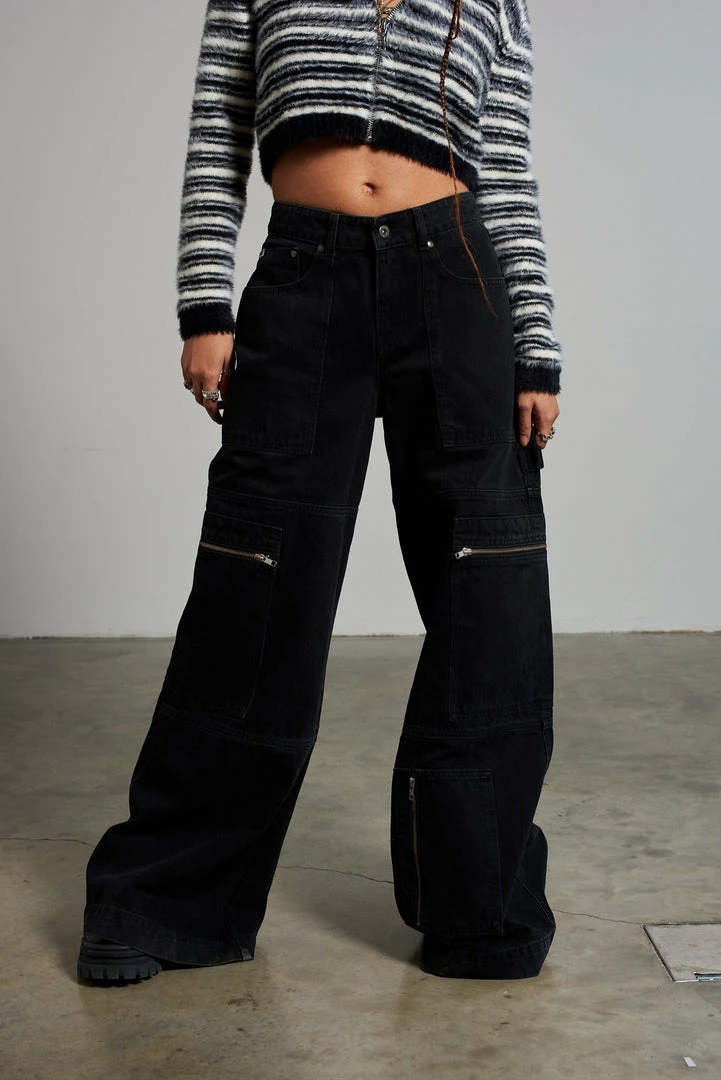 The Ragged Priest Zip Sweeper Jean - Charcoal 2 The Ragged Priest Zip Sweeper Jean - Charcoal