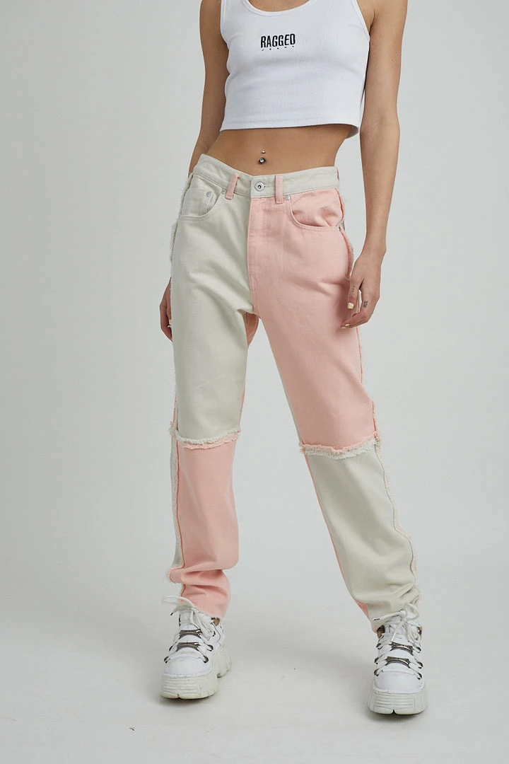 The Ragged Priest Equilibrium Jean - Pink & Beige WOMEN'S 1 The Ragged Priest Equilibrium Jean - Pink & Beige WOMEN'S