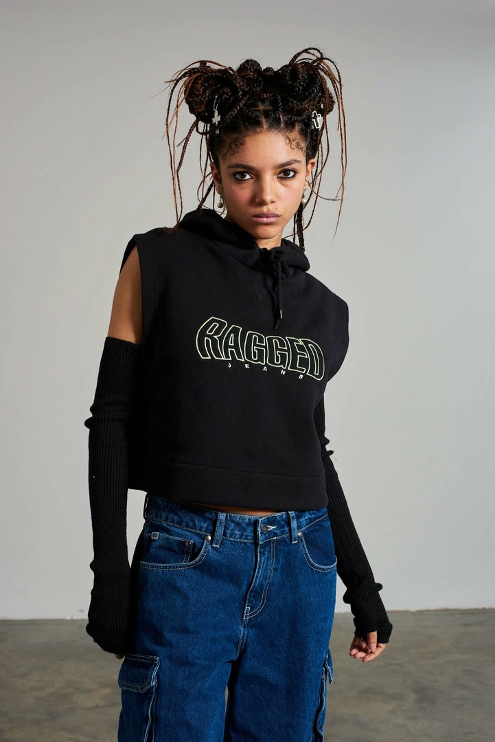 The Ragged Priest WOMEN'S Ragged Raw Hoodie Vest 1 The Ragged Priest WOMEN'S Ragged Raw Hoodie Vest