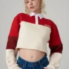 The Ragged Priest Kickers Classics Red & Cream Cropped Rugby Shirt