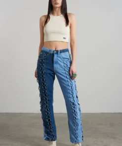 The Ragged Priest Leash Lace Up Dad Jean WOMEN'S