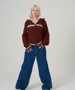 The Ragged Priest Kickers Classics Brown Knit Hoodie WOMEN'S