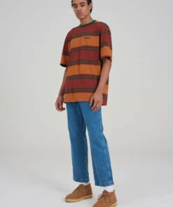 The Ragged Priest Kickers Classics Brown & Green Stripe Tee