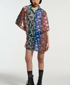 The Ragged Priest NEW ARRIVALS Stranded Mesh Shirt Dress