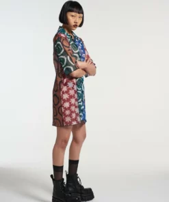 The Ragged Priest NEW ARRIVALS Stranded Mesh Shirt Dress