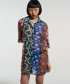 The Ragged Priest NEW ARRIVALS Stranded Mesh Shirt Dress