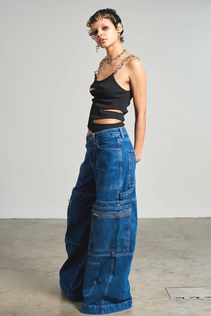 The Ragged Priest WOMEN'S Zip Sweeper Jean - Blue 3 The Ragged Priest WOMEN'S Zip Sweeper Jean - Blue