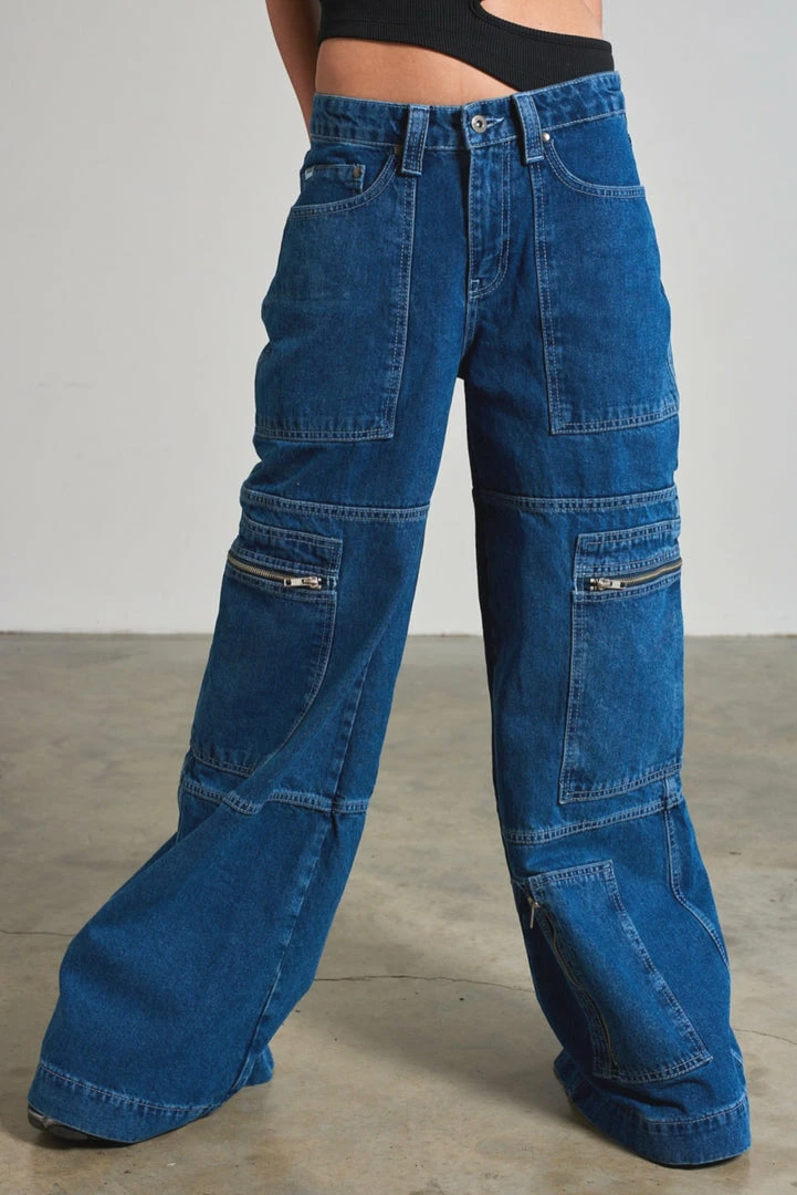 The Ragged Priest WOMEN'S Zip Sweeper Jean - Blue 8 The Ragged Priest WOMEN'S Zip Sweeper Jean - Blue