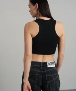 The Ragged Priest Ragged Black Ribbed Vest