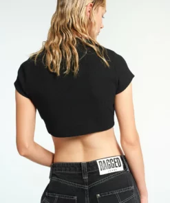 The Ragged Priest Ragged Diamante Black Cropped Tee