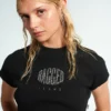 The Ragged Priest Ragged Diamante Black Cropped Tee