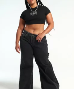 The Ragged Priest Ragged Diamante Black Cropped Tee