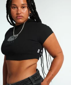 The Ragged Priest Ragged Diamante Black Cropped Tee