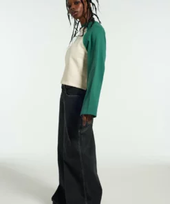 The Ragged Priest Ragged Green & White Raglan Sweater