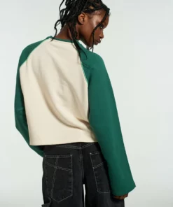 The Ragged Priest Ragged Green & White Raglan Sweater